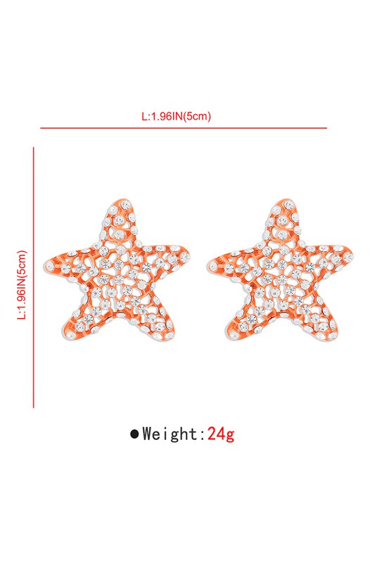 Colorful Rhinestone Starfish Stud Earring