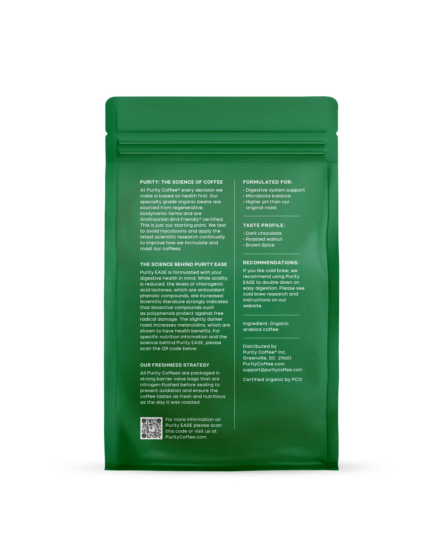 Purity Coffee - EASE: Dark Roast Whole Bean Coffee - 12oz bag