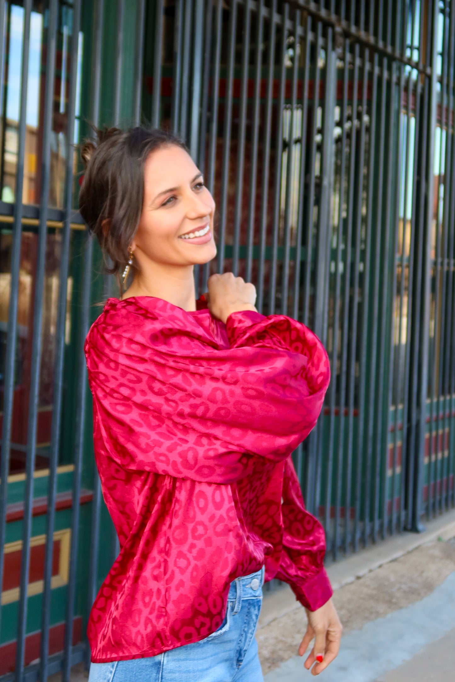 Redwood Satin Blouse Top