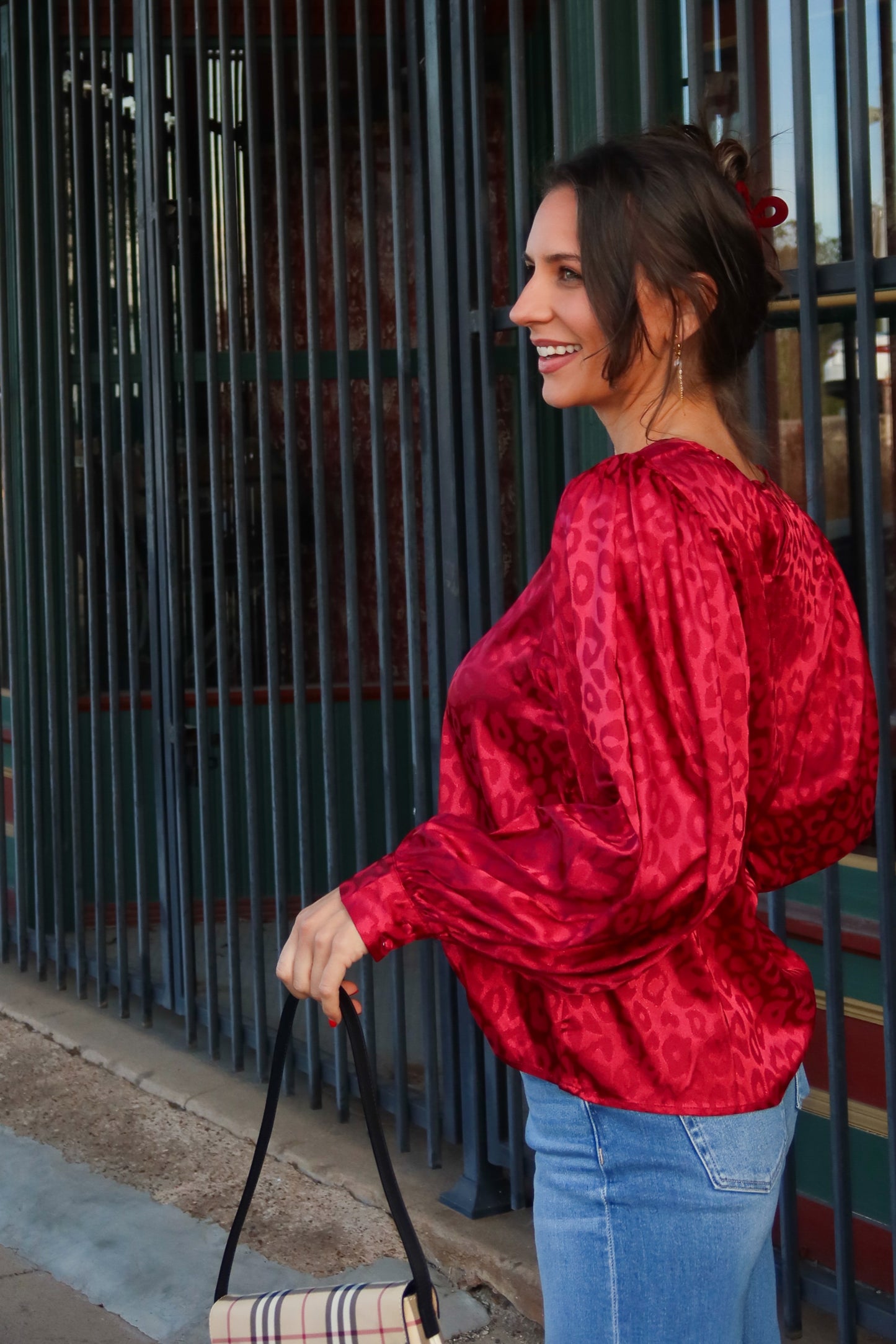 Redwood Satin Blouse Top