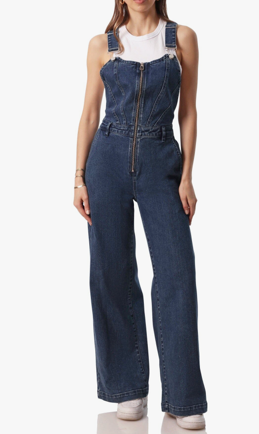 Denim dungarees fashion wide leg