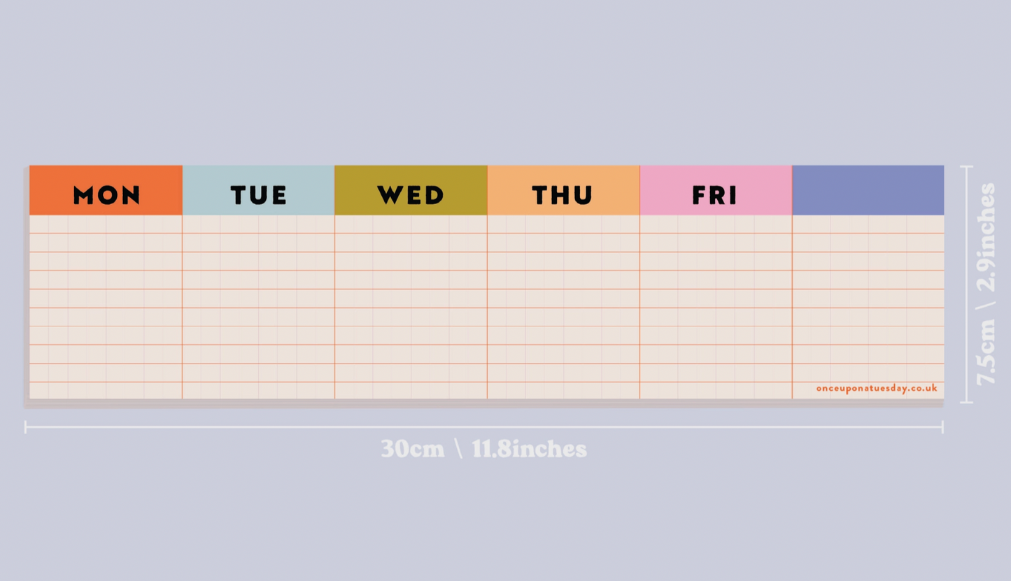 Keyboard Weekly Planner Pad | Colourful Grid