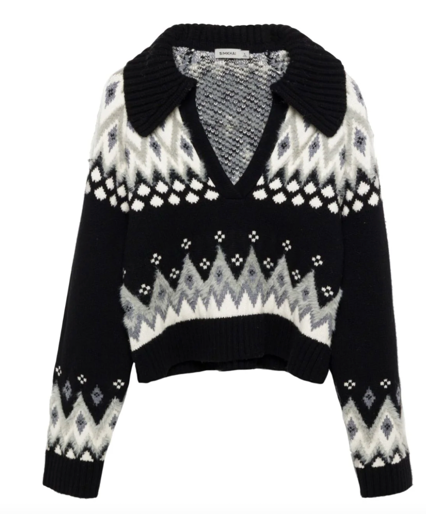 Clarence Jacquard V-neck Jumper