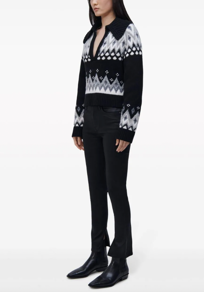 Clarence Jacquard V-neck Jumper