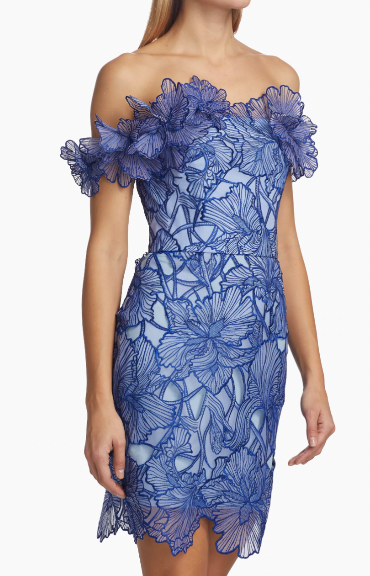 Marchese Notte- Iris Floral Appliqué Cocktail Minidress