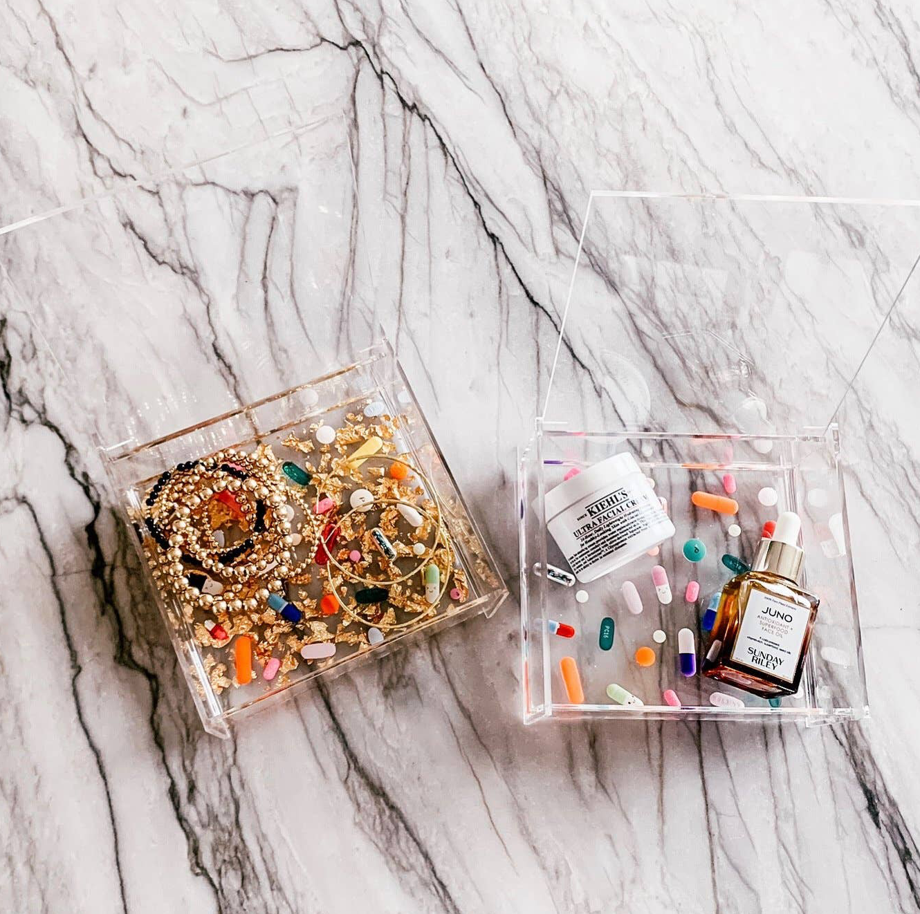 Pills + Gold Acrylic Box