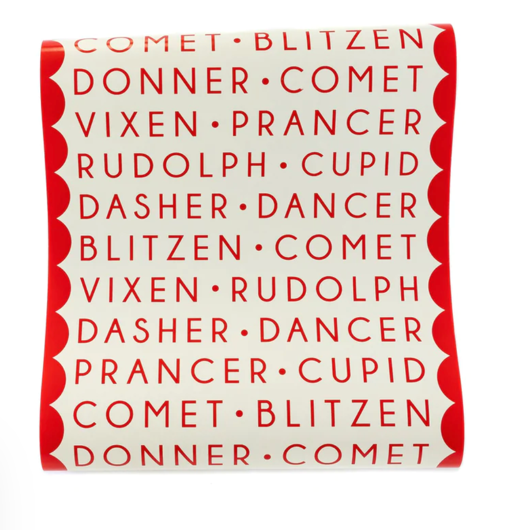 Dear Rudolph Reindeer Names Paper Table Runner