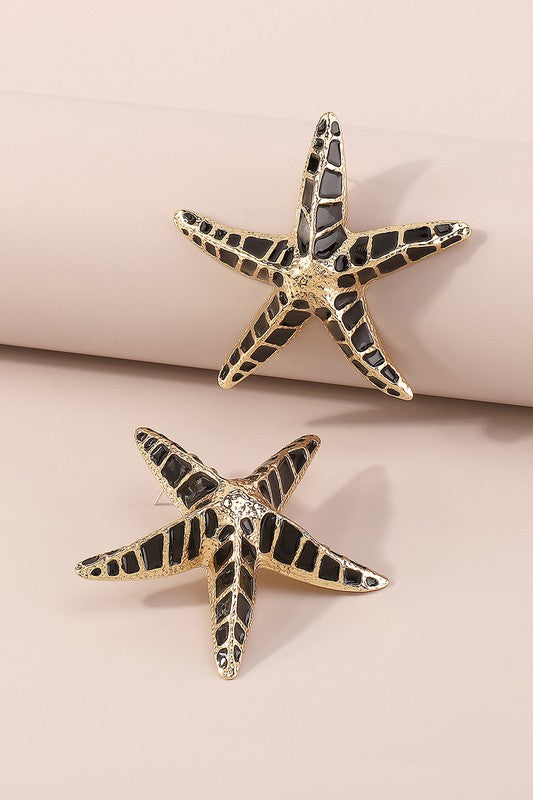 Large Enamel Starfish Stud Earrings