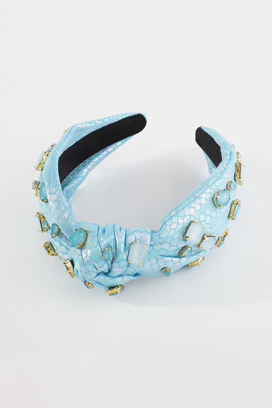 Mermaid Shinny Fabric w/Crystal Topknot Headband