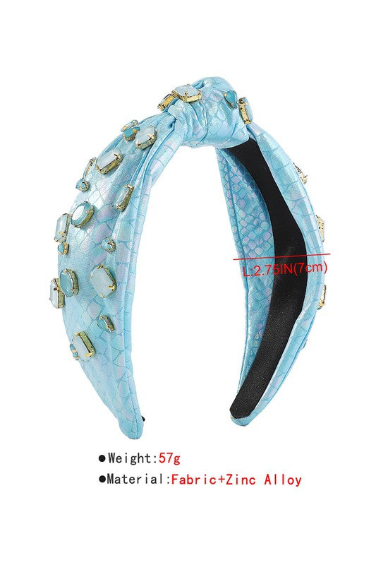 Mermaid Shinny Fabric w/Crystal Topknot Headband