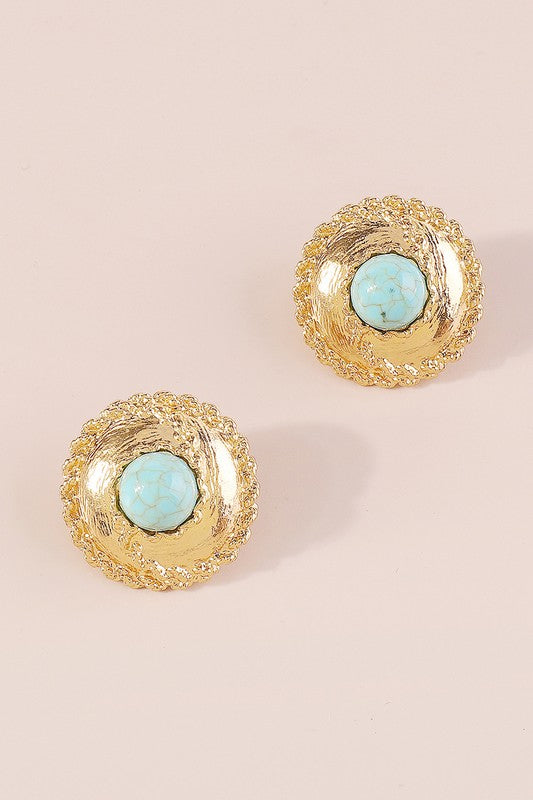 Vintage Pearl Turquoise Stud Earrings