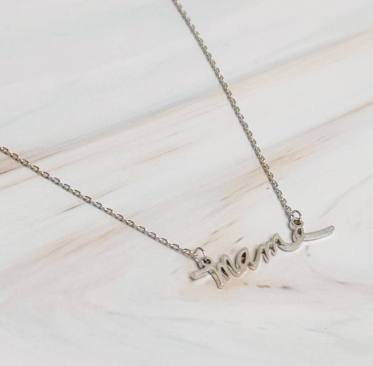 Mama Script Necklace