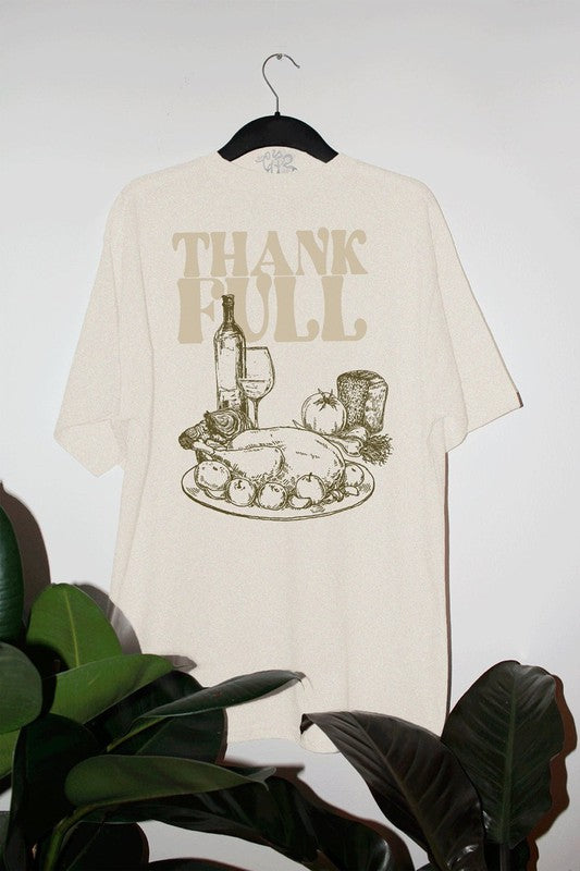 Thankfull, Thanksgiving Dinner Oversized T-Shirt
