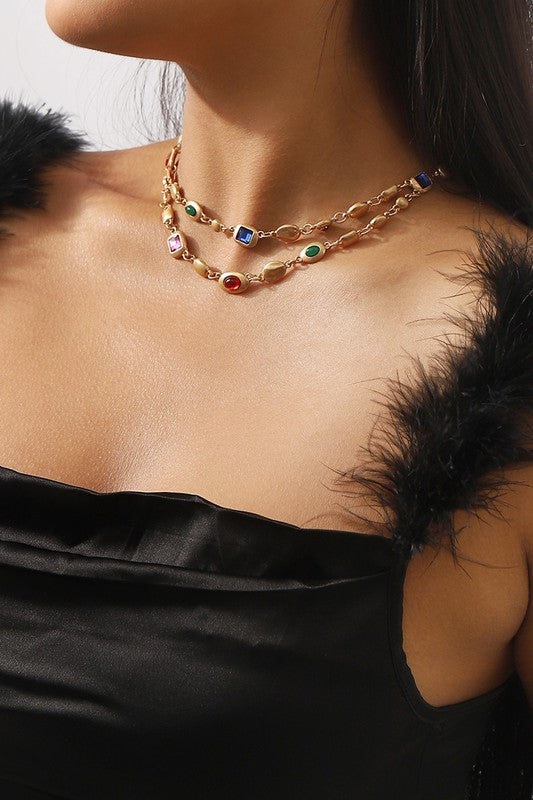 Layered  Chain Statement Necklace
