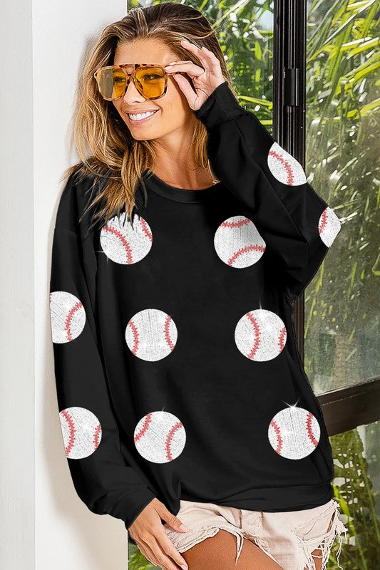 Sequin Baseball Pullover