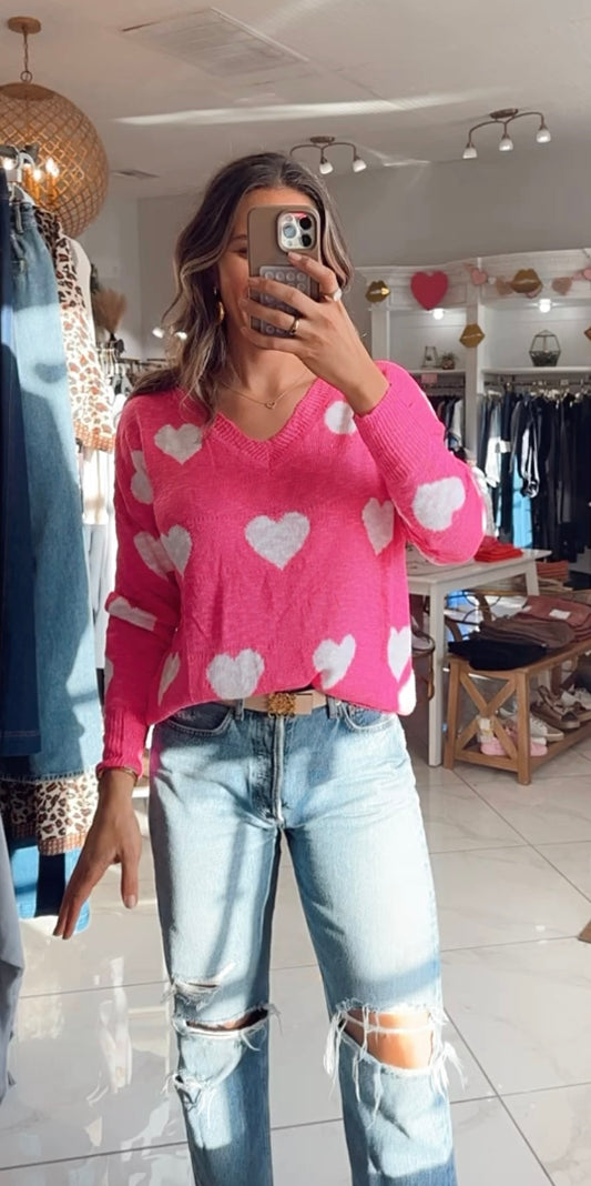 Hot Pink Heart Knit