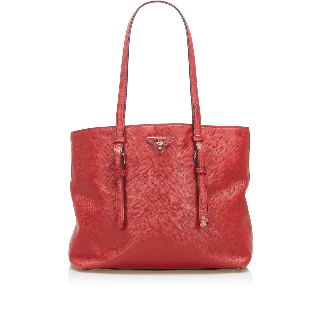 Pre-Owned Prada Soft Saffiano Leather Tote Bag- Red