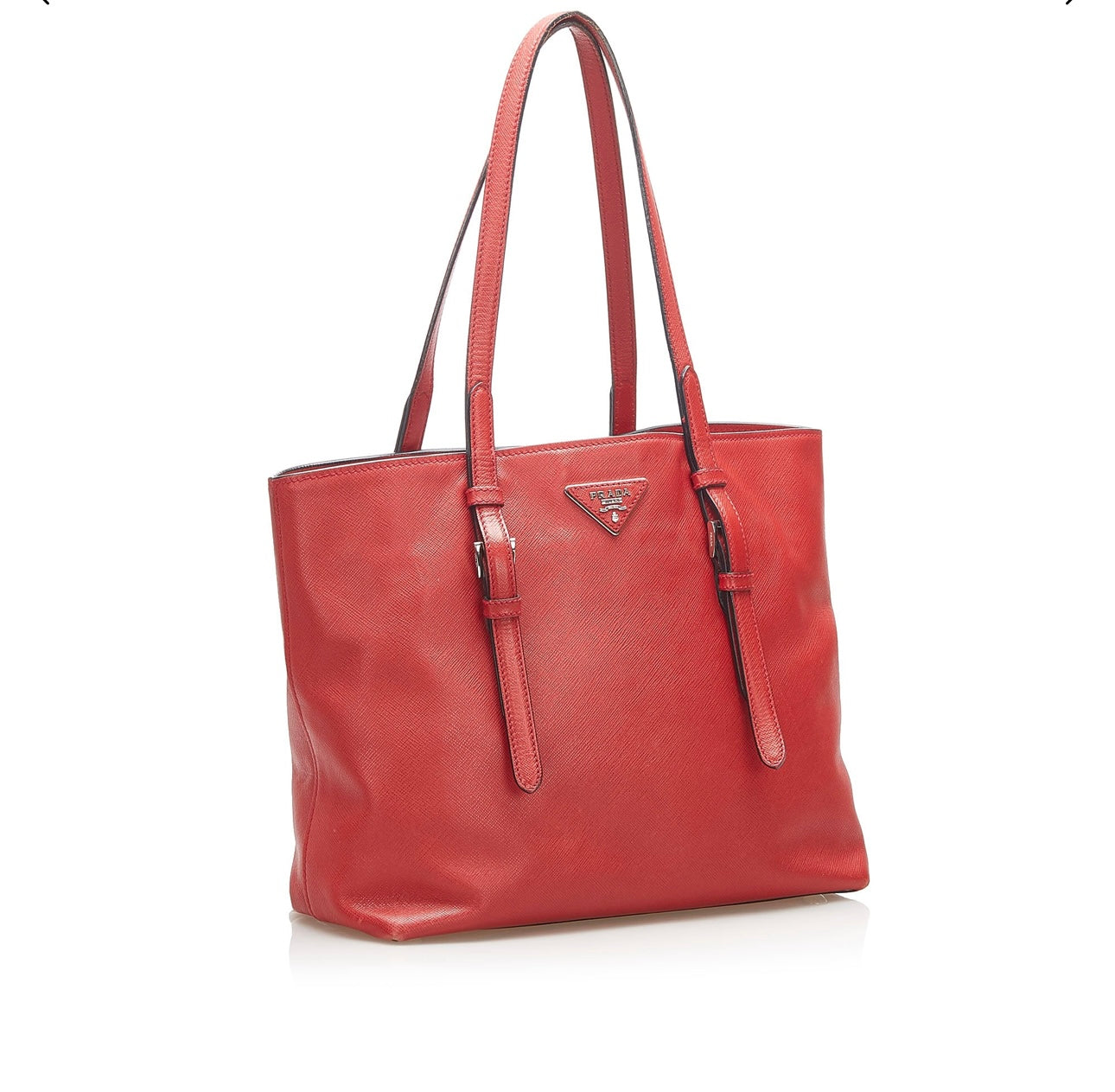 Pre-Owned Prada Soft Saffiano Leather Tote Bag- Red