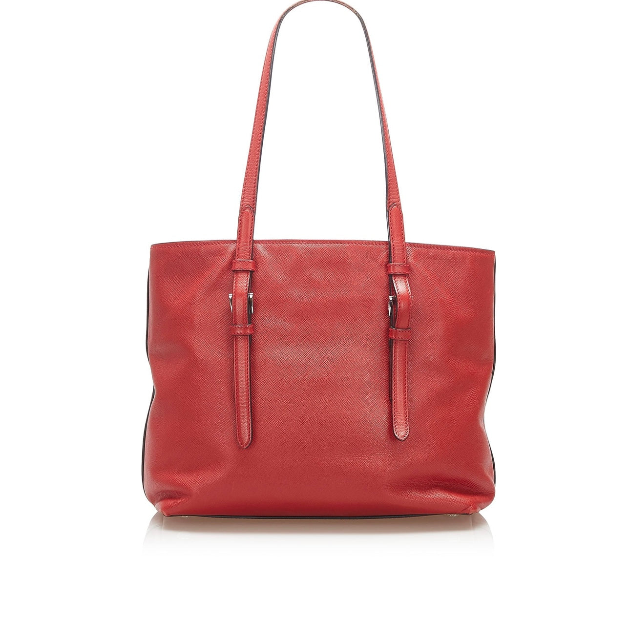 Pre-Owned Prada Soft Saffiano Leather Tote Bag- Red