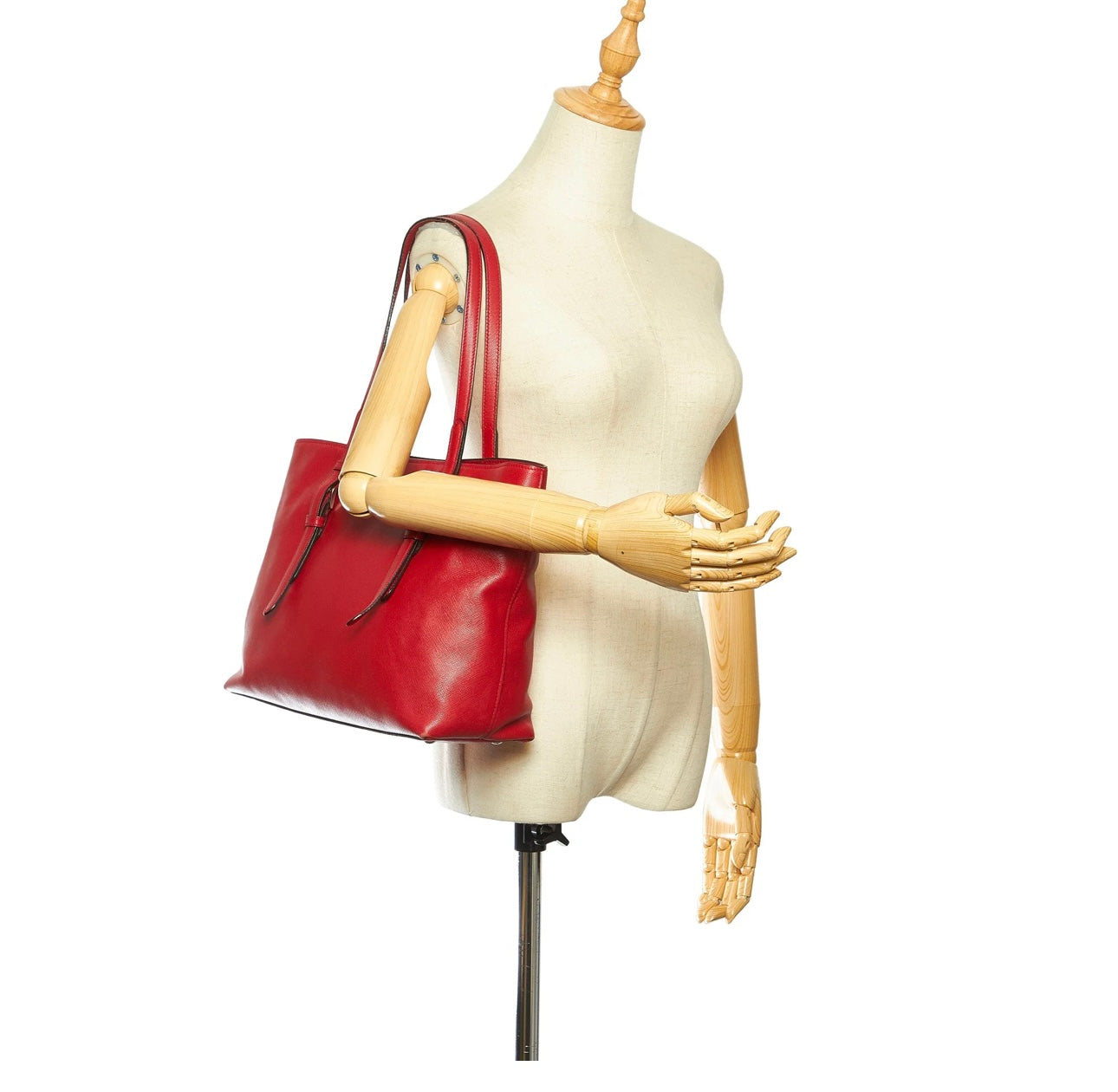 Pre-Owned Prada Soft Saffiano Leather Tote Bag- Red