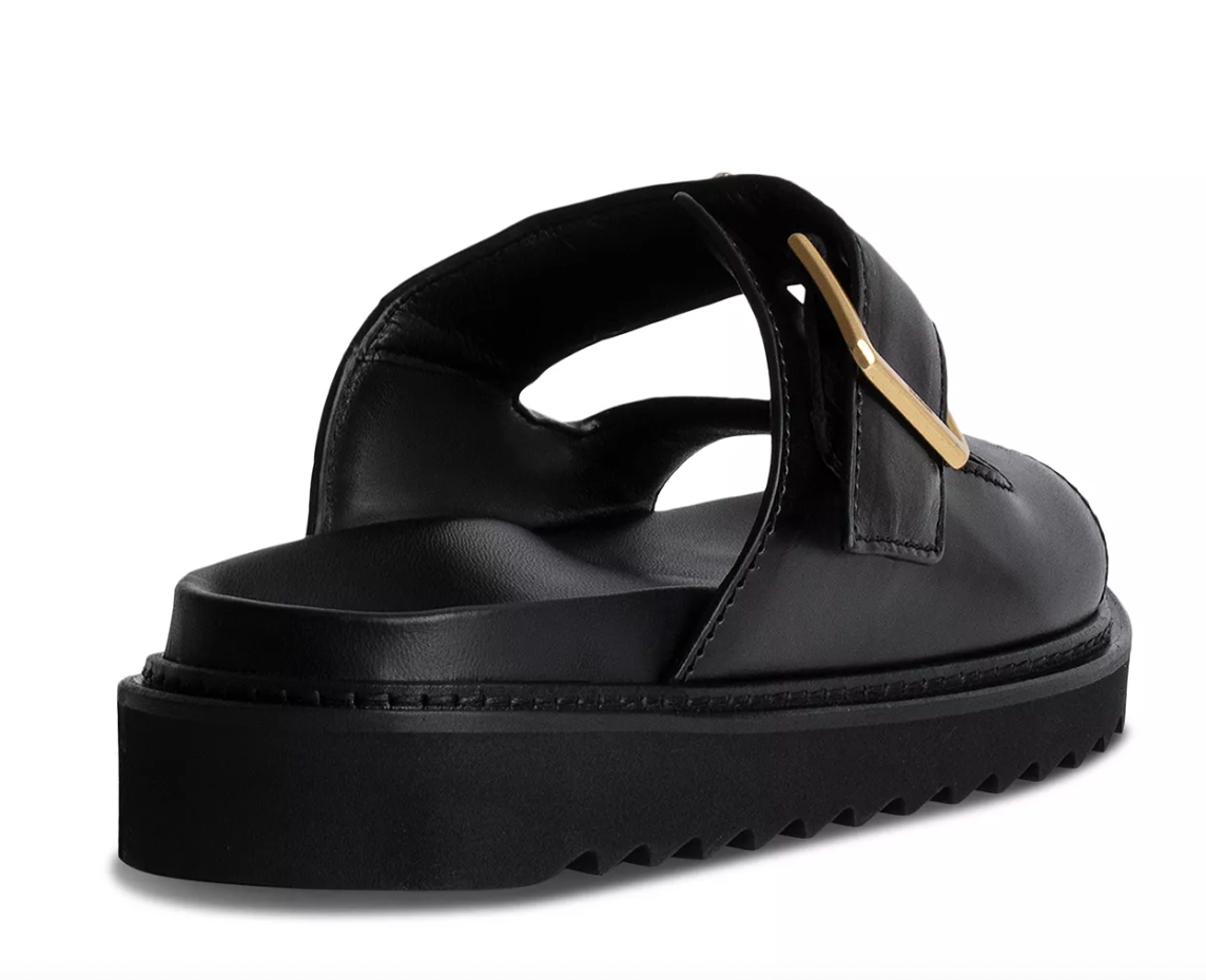 Alpha Cecilia Black Slide Sandals