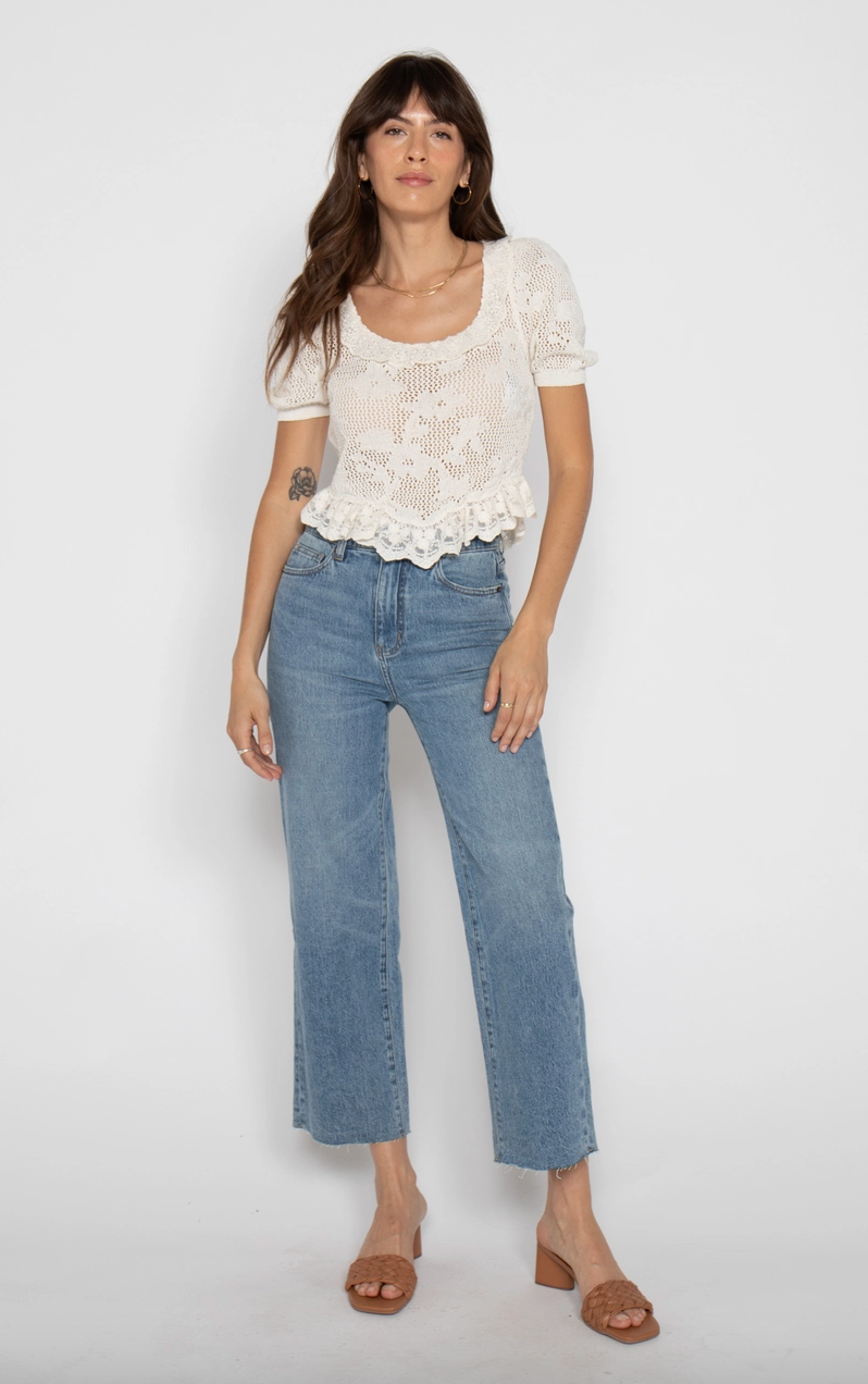 Annie Wide Leg Crop Denim Pant