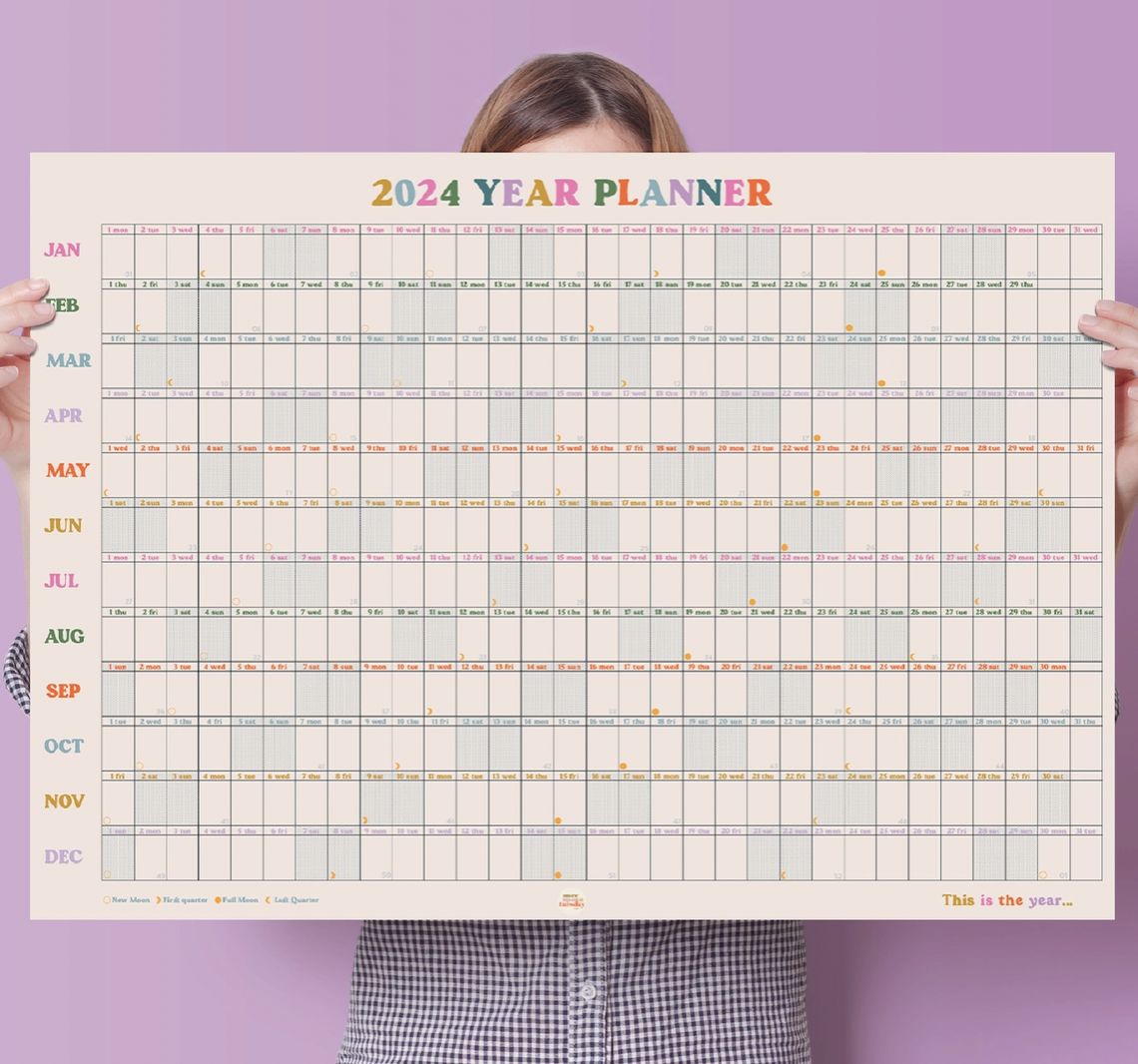 2024 Year Wall Planner Calendar | Landscape