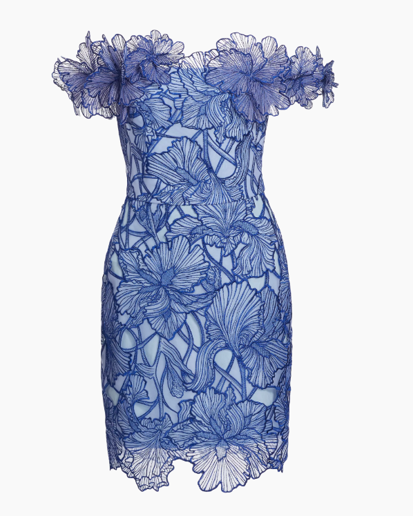 Marchese Notte- Iris Floral Appliqué Cocktail Minidress