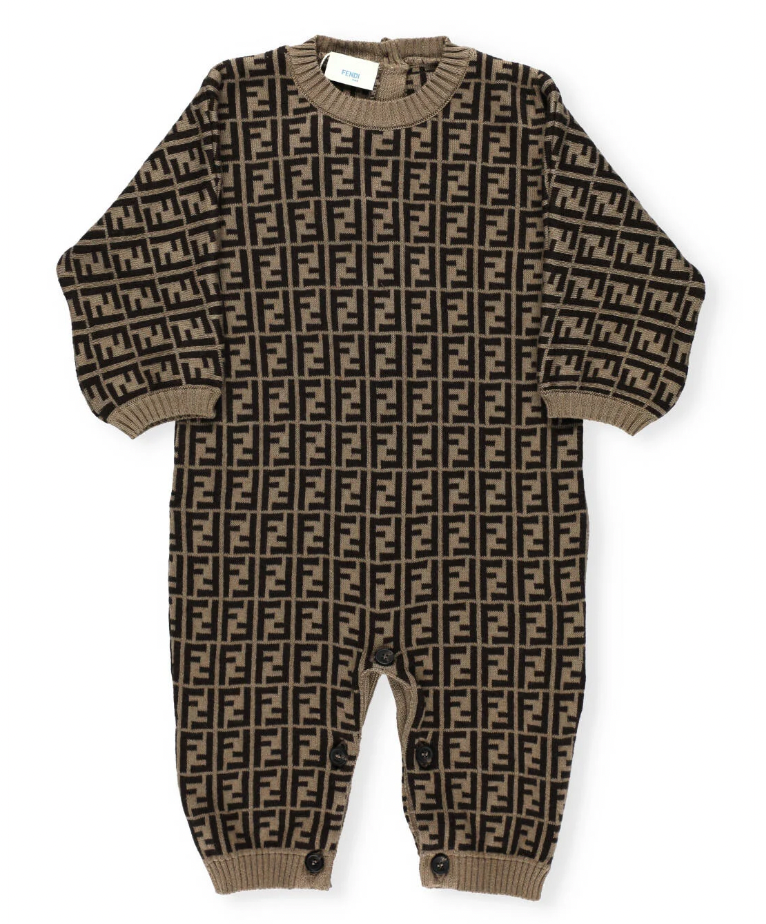 Fendi Kids Playsuit Baby Romper Brown