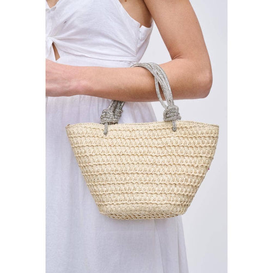 Gaia Straw Mini Tote with Crystal Handles