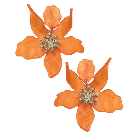 Resin Flower Statement Earrings