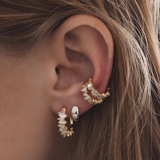 Tapered Baguette CZ Hoops