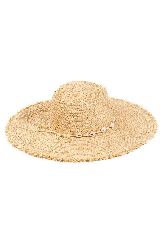 Straw Braid Cowrie Shell Sun Hat