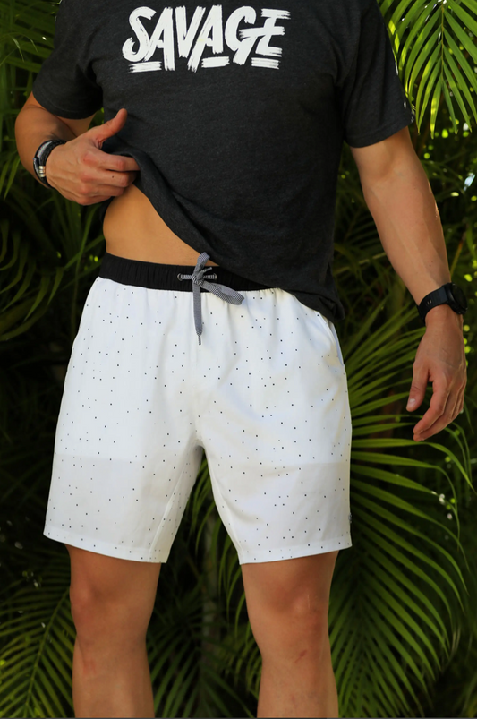 Workout Shorts - White Speckled