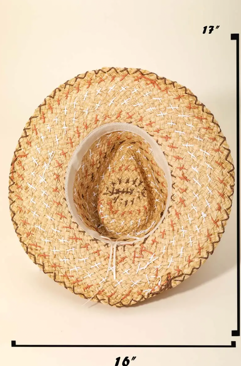 Straw Basket Weave Pattern Fedora Hat